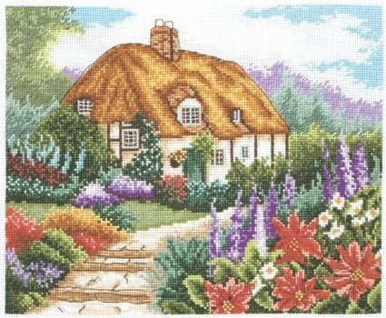 Cottage House Cross Stitch Pattern Garden Cross Stitch Pattern Flower X Stitch PDF Pattern