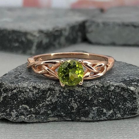Sterling Silver Modern Beaded Celtic Trinity Knot Engagement Ring with Genuine Citrine
