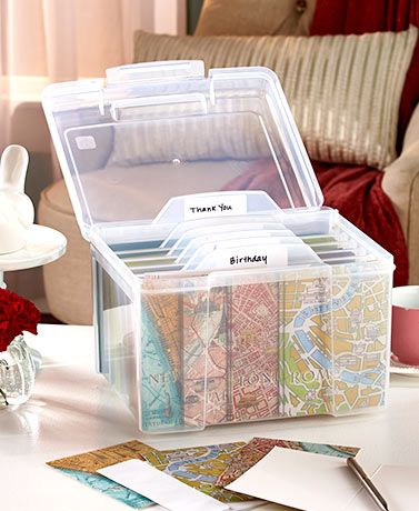 Greeting Card Organizer Box With Dividers In 2021 Greeting Card Organizer Greeting Card Storage Card Organizer