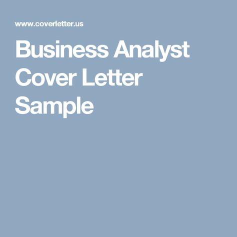 Business Analyst Cover Letter Sample Career Pinterest Cover - letter of support sample Business Analyst Cover Letter Sample Career Pinterest Cover - letter of support sample