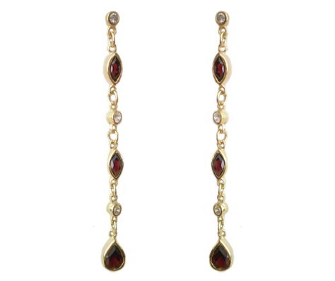 SjSilver Jewels 14K Gold Plated Simulated Diamond Studded Designer Dangle Earrings