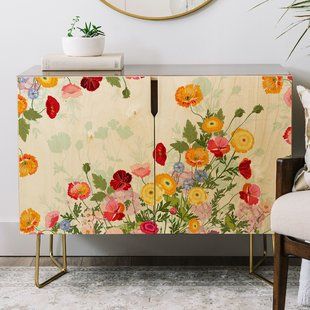 East Urban Home Cayenablanca Flowers Credenza Wayfair Decor Home Decor Painted Furniture