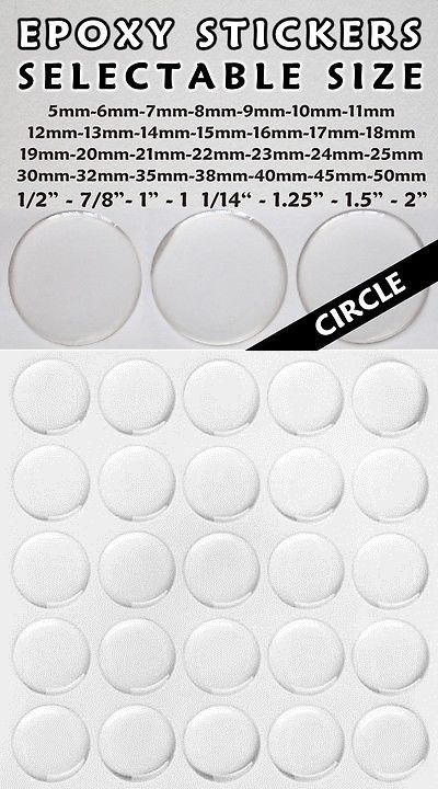 Circle Domes Dots Seals FREE SHIPPING 11mm Round Clear Epoxy Stickers