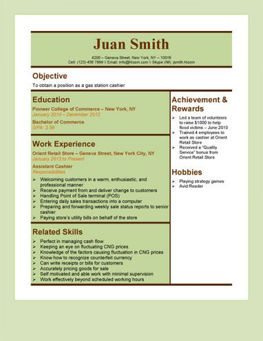 gas station clerk resume