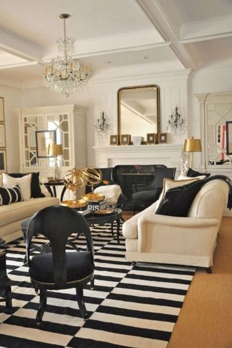 23 Best and Wonderful Black White and Gold Living Room Design Ideas