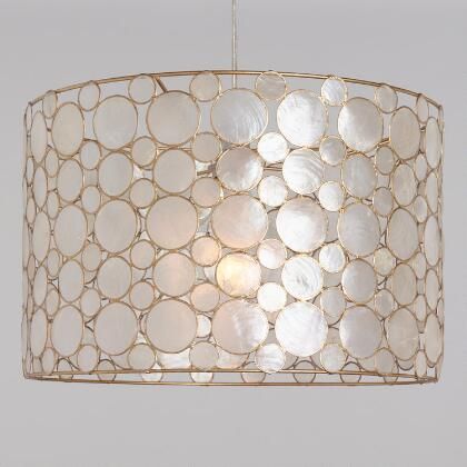 White Capiz And Gold Mariana Drum Pendant Lamp Pendant Lamp, Capiz Drum Chandelier