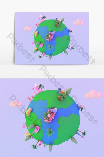 c4d earth day protecting the cartoon small scene model decors 3d models c4d free download pikbest earth earth day sign design