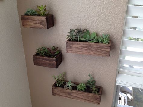 Set Of 4 Handcrafted Wooden Wall Planters 3 Sizes Succulents Set Of 4 Handcrafted Wooden Wall Planters 3 Sizes Succulents Herbs Plants Handmade