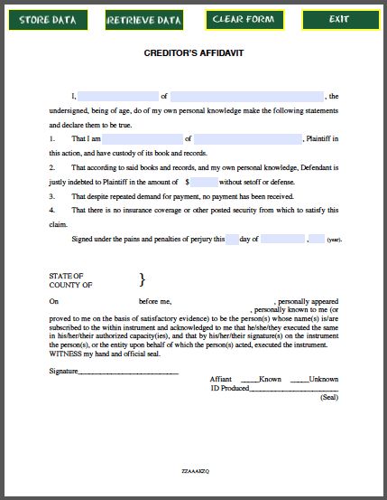 Creditor Affidavit Form Official Templates Pinterest Pdf - affidavit template word Creditor Affidavit Form Official Templates Pinterest Pdf - affidavit template word
