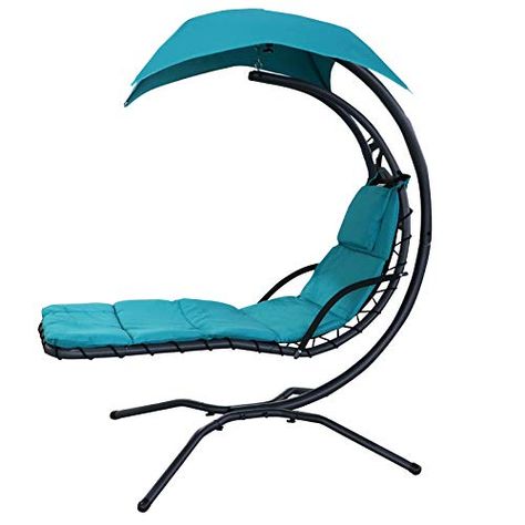 TecTake 800699 Fauteuil Suspendu avec Support et Pare-Soleil Protection UV 195 x 118 x 202 cm Surface de Couchage Ergonomique Beige | no. 403073 Plusieurs Coloris - 2 Coussins Inclus