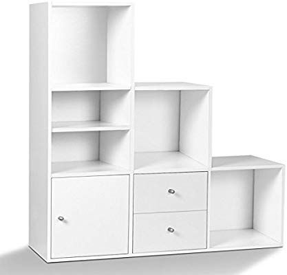Idmarket Meuble De Rangement Escalier 3 Niveaux Bois Blanc Avec Porte Et Tiroirs Amazon Fr Brico Meuble Rangement Petit Meuble Rangement Rangement Escalier