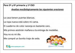 Análisis Morfológico Ejercicios Para Primaria Y La Eso Analisis Morfologico Ejercicios Primarias Fichas