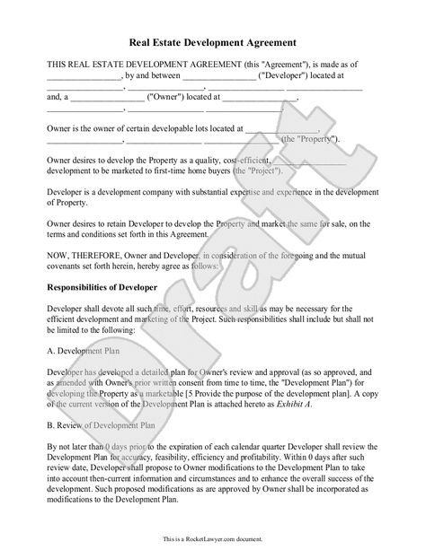 Real Estate Development Agreement Template - Contract with Sample - development agreement contract Real Estate Development Agreement Template - Contract with Sample - development agreement contract