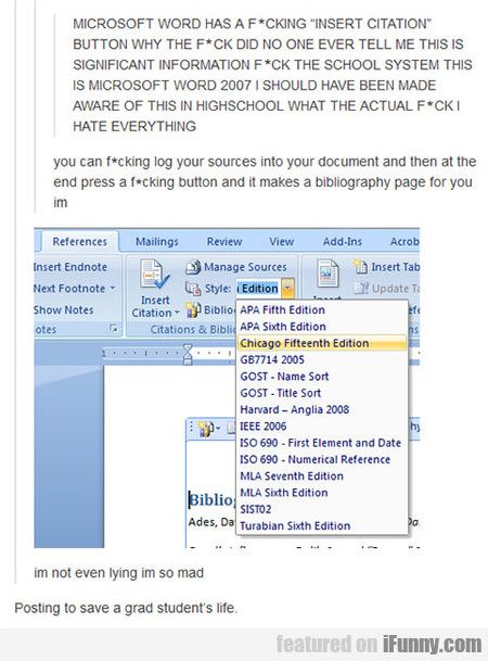 Microsoft Word Has A F_cking \u0027insert Citation\u0027 life hacks
