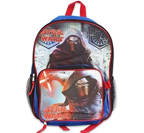 Boys Star Wars 16/" Backpack /& Detachable Lunch Bag Kylo Ren Stormtrooper