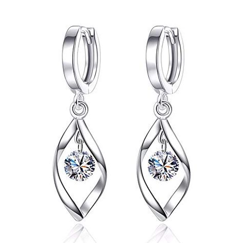 Femmes élégant ronde Zircon Crystal Drop//Dangle Blanc Plaqué or Boucles d/'oreilles Clou