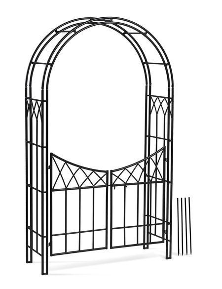 Es Arch With Gate Garden Metal Trellis Es Arch With Gate Garden, White Metal Garden Arch With Gate