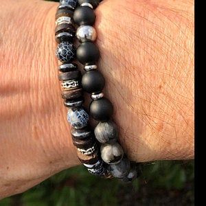 Bracelet Style Shamballa Homme perles 8mm en Pierre Agate Lapis Lazuli Hématite Bracelet Style Shamballa Homme perles 8mm en Pierre Agate Lapis Lazuli Hématite