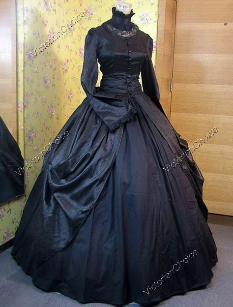 Victorian Choice Black Regal Gothic Gown Dress Theatrical Steampunk Clothing 156
