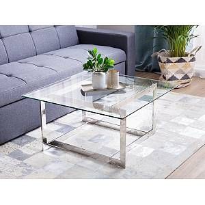 Beliani Glass Coffee Table Silver Crystal In 2020 Table