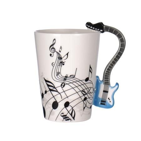 MUSIC INSTRUMENT SHAPED HANDLE MUG CUP GUITAR PIANO VIOLIN DRUM COFFEE TEA NEW