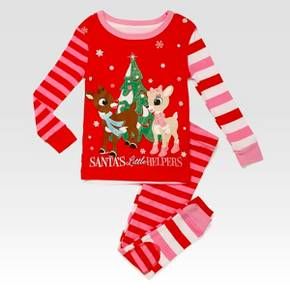 Children/'s Christmas Reindeer Pajamas Set PJs Red Size 7 Petit Lem
