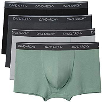 DAVID ARCHY Mens 4 Pack Bamboo Rayon Basic Solid Ultra Soft Breathable Underwear Trunks M, Black//Navy Blue