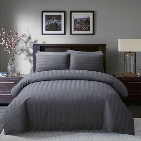 Satin Stripe Grey Hotel Quality Luxury Duvet Set Buy Online In South Africa Takealot Com Luxury Duvet Sets Striped Duvet Covers Striped Duvet