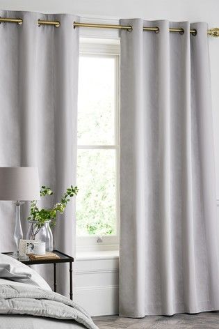 Grey Cotton Waffle 300 Thread Count Blackout Lined Eyelet Curtains In 2020 Grey Curtains Bedroom Curtains Living Room Curtains