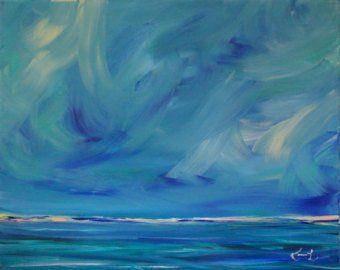 Original Painting Seascape Abstract Coastal Blue 24 X 30 Etsy Seascape Paintings Painting Water Painting