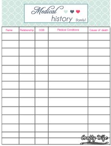 printable medical history form