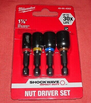 Steel Shockwave Impact Duty Magnetic Nut Driver Set 4-Piece Milwaukee 1-7//8 in