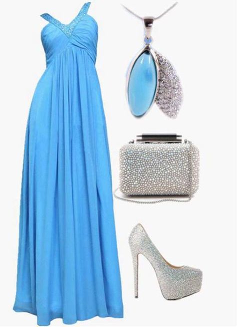 dark blue dress with silver shoes