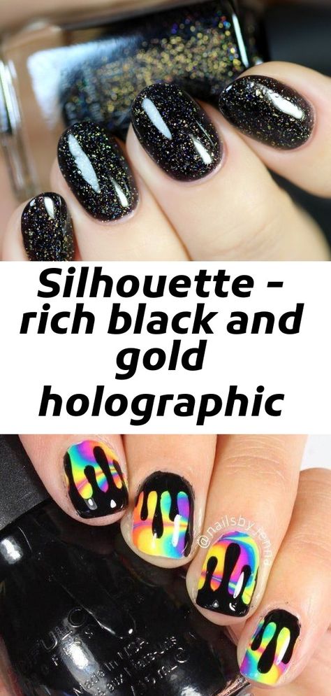 Silhouette - rich black and gold holographic nail polish by ilnp Silhouette - rich black and gold holographic nail polish by ilnp