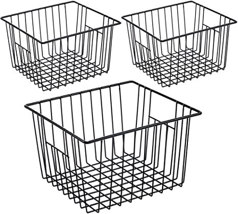 Ipegtop Deep Refrigerator Freezer Baskets Large Household Wire Storage Basket Bins Organizer With Handles For Organizing Wire Basket Storage Organizing Bins, Large Wire Baskets For Freezer Storage