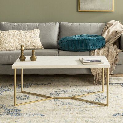Orren Ellis Seguin Coffee Table Base Color Gold Top - Devito Cross Legs Coffee Table With Storage Orren Ellis Seguin Coffee Table Base Color Gold Top - Devito Cross Legs Coffee Table With Storage