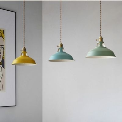 Industrial Hanging Pendant Light With Colorful Barn Shade 1 For Dining Table Restaurant Kitchen White Black Blue Green Grey Pink Yellow Lights - Blue Green Mini Pendant Lights Industrial Hanging Pendant Light With Colorful Barn Shade 1 For Dining Table Restaurant Kitchen White Black Blue Green Grey Pink Yellow Lights - Blue Green Mini Pendant Lights