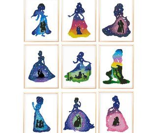 Digital PDF file Ariel silhouette cross stitch pattern