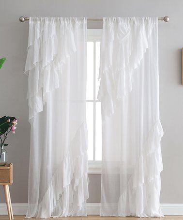 White Peach Oak Astrea Ruffle Curtain Panel Zulily Zulilyfinds Ruffle Curtains Panel Curtains Perfect Bedroom
