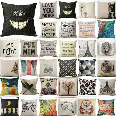 New 18" Cotton Linen Sofa Pillow Case Cover Waist Throw Cushion Cover Home Decor New 18" Cotton Linen Sofa Pillow Case Cover Waist Throw Cushion Cover Home Decor