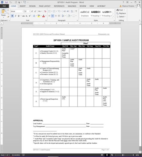 Audit Program ISO Template - audit templates vvd Pinterest - audit template word Audit Program ISO Template - audit templates vvd Pinterest - audit template word
