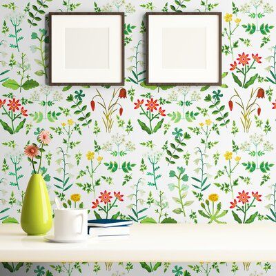 Gracie Oaks Attamore Botanical Removable Peel And Stick Wallpaper Panel Peel And Stick Wallpaper Wallpaper Panels Removable Wallpaper