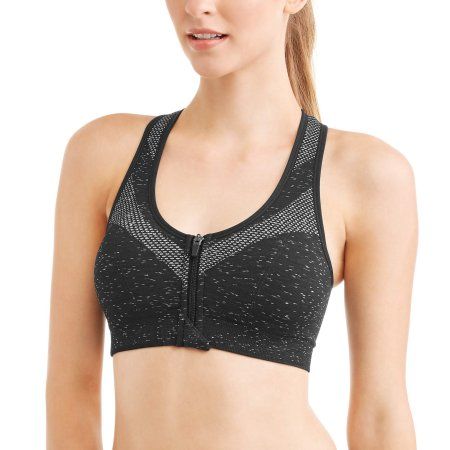 Athletic Works Womens Plus Size Zipper Front Sports Bra