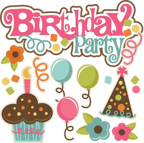 Birthday party Scrapbook Embellishment 3-D or flat paper piecing