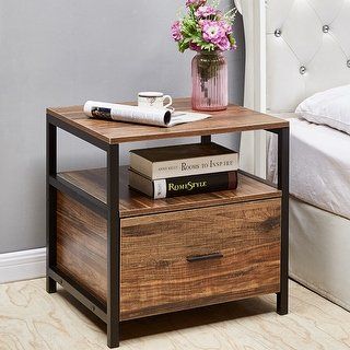 Bedside table metal storage