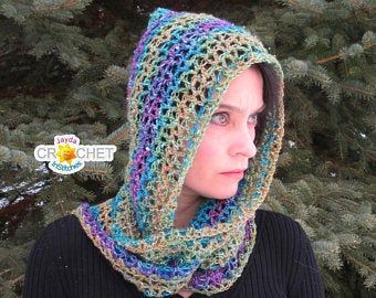 Hooded Scarf Crochet Pattern Scoodie Scarf With Hood Etsy Shawl In A Ball Crochet Hooded Scarf Crochet