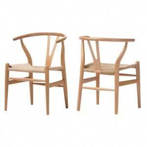 Baxton Studio Wishbone Mid Century Light Brown Finish Wood Chair Set 2 Piece 2pc 3327 Hd The Home Depot Solid Wood Dining Chairs Dining Chairs Wishbone Chair Dining