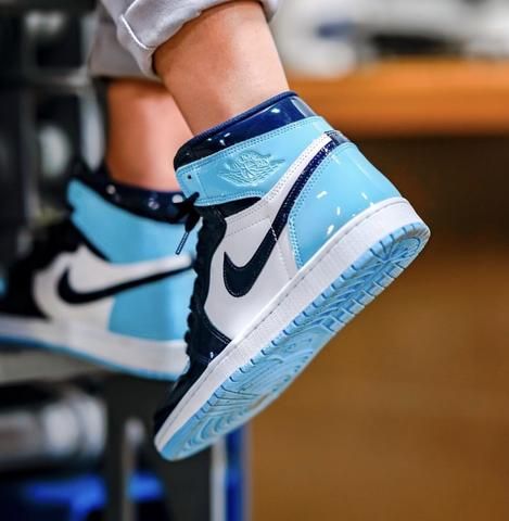 AIR JORDAN 1 PATENT LEATHER UNC (WOMENS) | Jordan shoes girls, Sneakers  fashion, Hype shoes