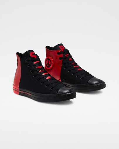 converse all star high tops black and red