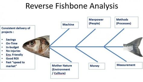 the concept of the fishbone diagram and the reverse fishbone fish bone analysis